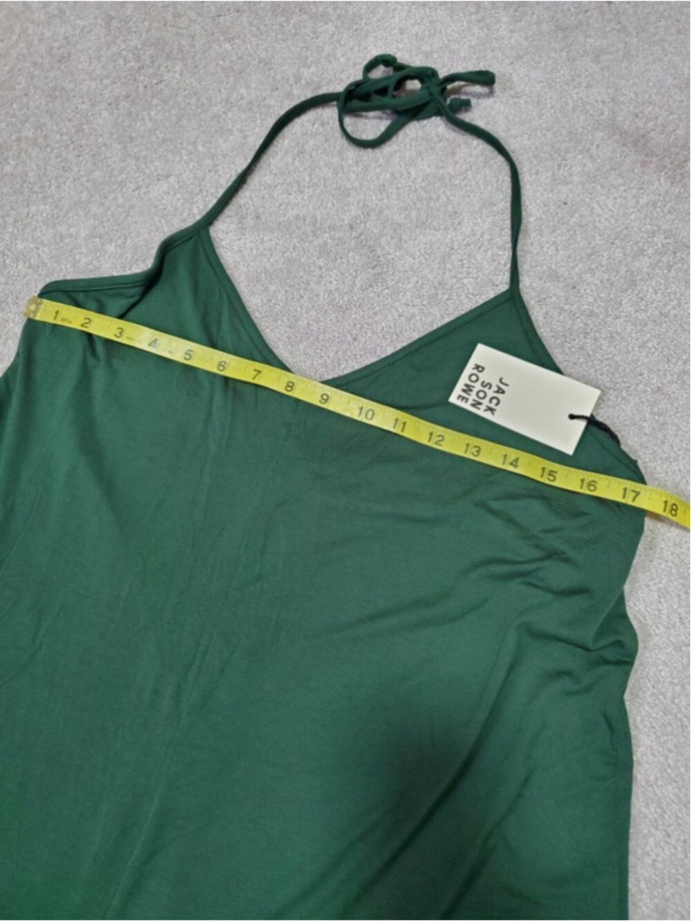 JACKSON ROWE NWT Halter Neck Wide Leg Jumpsuit Green Large Open Back Flowy Soft - Picture 12 of 14